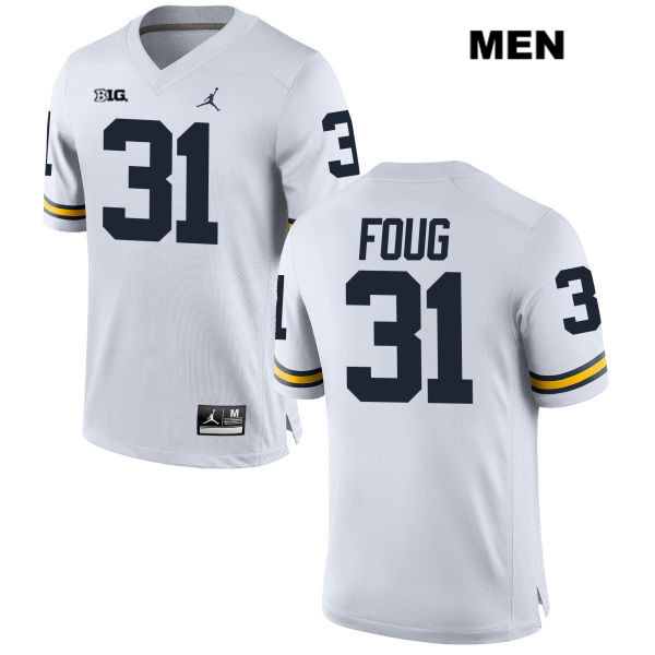 Men's NCAA Michigan Wolverines James Foug #31 White Jordan Brand Authentic Stitched Football College Jersey KD25F82AE